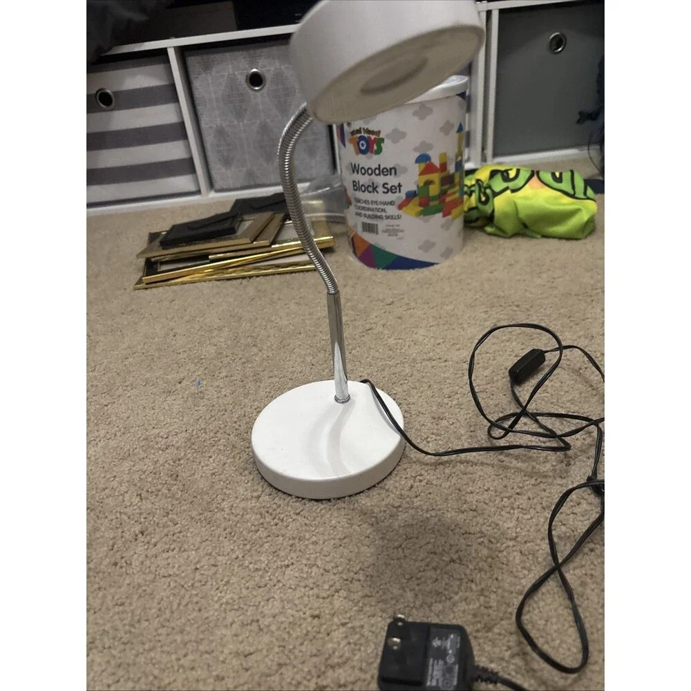 Desk Lamp with White Metal Base - Home Decor